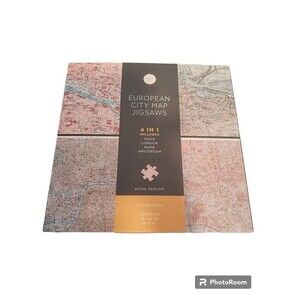 European City Map Jigsaws Puzzles 4 In 1 Paris London Rome, Amsterdam New Sealed